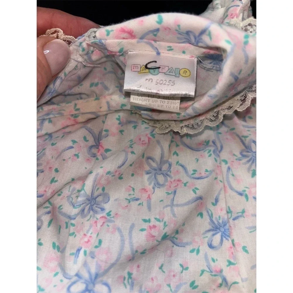 Vintage MAGGIE Baby Girl Dress 0-3 Months Pastel Floral Lace Trim grandmacore